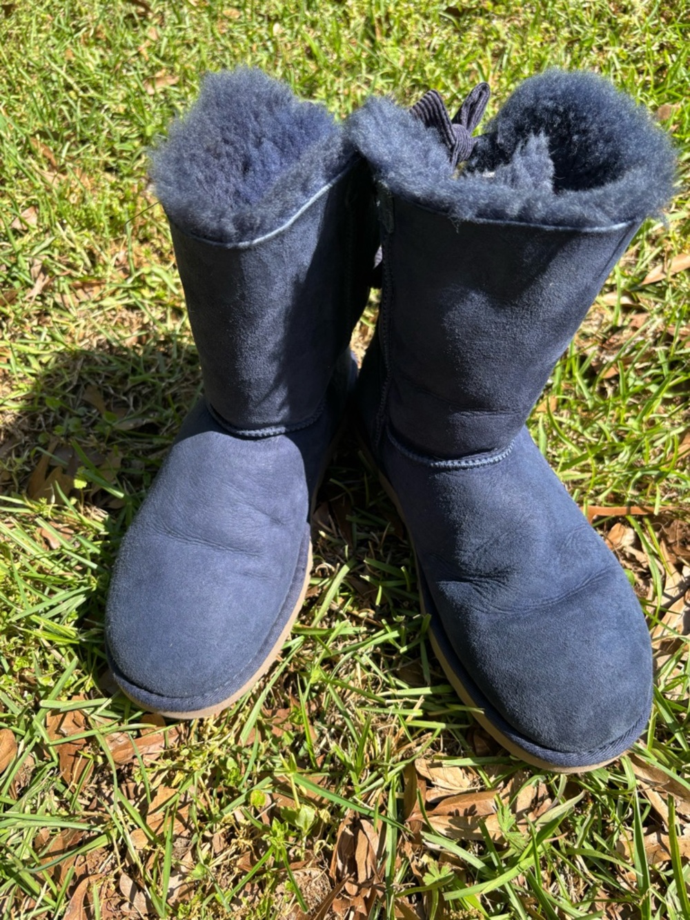 UGG Plush Shearling Lined Slippers - Deep Blue